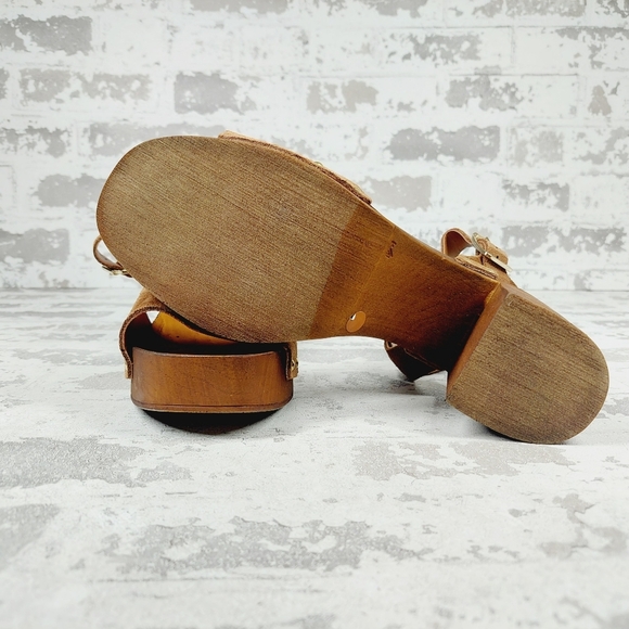 NEW Steve Madden Alabama Platform Brown Suede Wooden Studded Sandals F66 - Picture 7 of 11